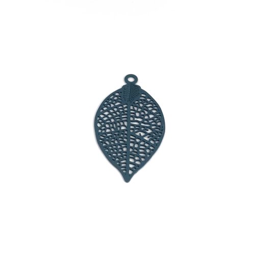 Lot estampe feuille bleu marine 28x15mm x10 lotble1-1