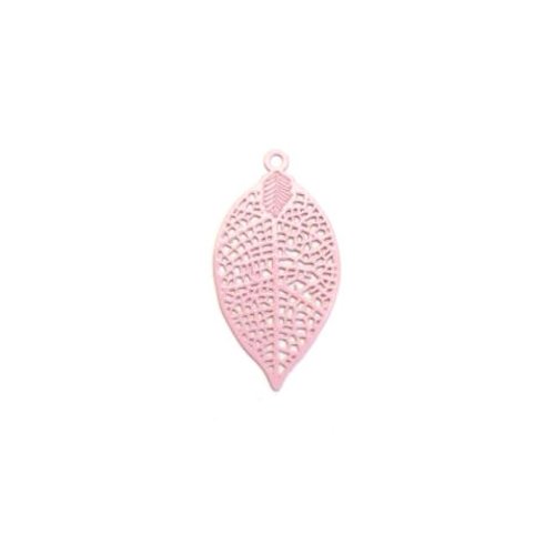 Lot estampe feuille rose 28x15mm x10 lotros4-9
