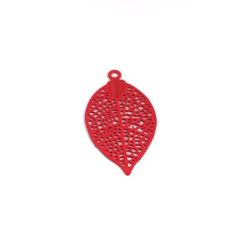 Lot estampe feuille rouge 28x15mm x10 lotrou1-2