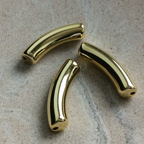 Perle tube incurvé dorée acrylique 33x8mm pdo4-6