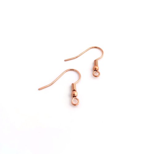 Crochets d'oreilles boules doré rose en acier inoxydable 20x19mm sbocr-53