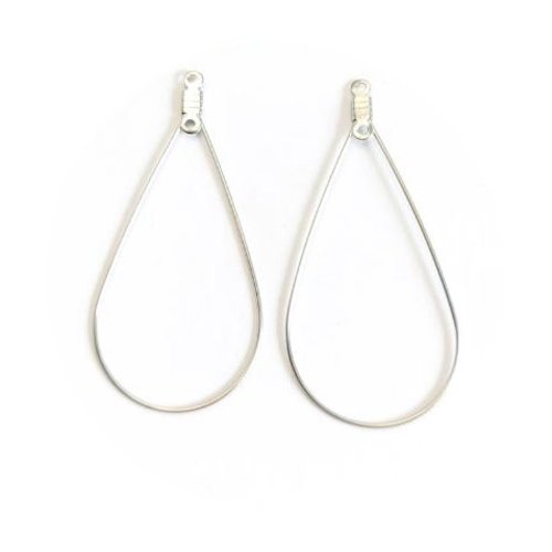 Créoles gouttes argentées en acier inox 48x23mm sbocre-27