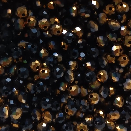 *perles à facettes bicolores noir/doré 4x3mm x50 pno4-6*