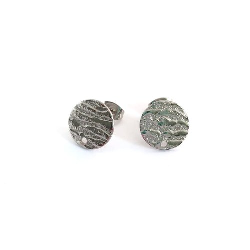 Clous d'oreilles argentés en acier inoxydable 12mm sbopu-81