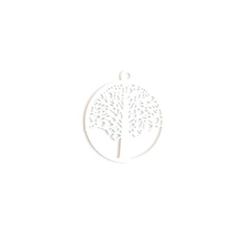 Lot estampe arbre de vie blanc 21x18mm x10 lotblc3-3