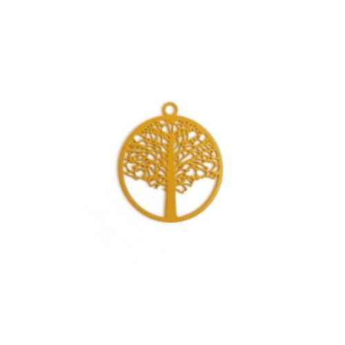 Lot estampe arbre de vie jaune moutarde 21x18mm x10 lotja5-2