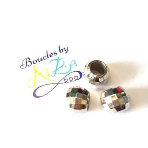 *perles rondes à facettes, argentées 14x11mm x10 par1-24.*