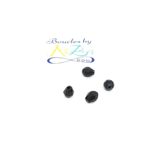 *perles gouttes noires à facettes 7x5mm x10 pno2-17*