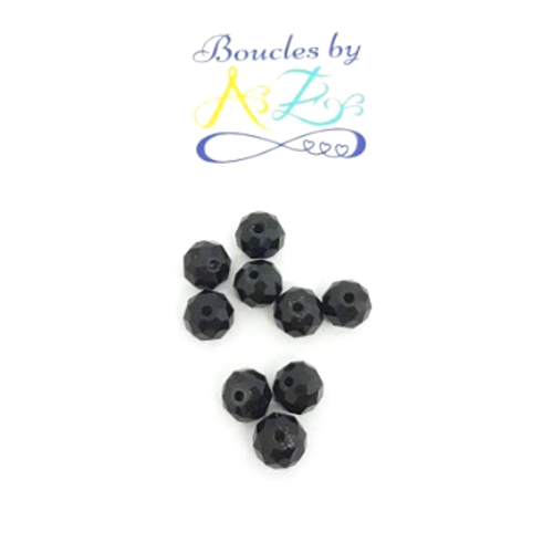 *perles à facettes noires 8mm x10 pno2-19*