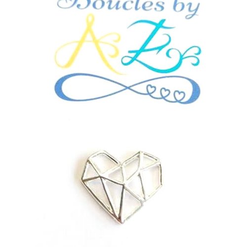 *pendentif coeur origami argenté 20x17mm ar39-10*