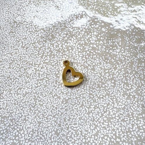 Breloque cœur en acier inoxydable 304 doré 10 x 14 mm do32-10