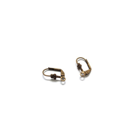 Boucles d'oreilles dormeuses bronze, motif fleur 20x10mm sbodo-21