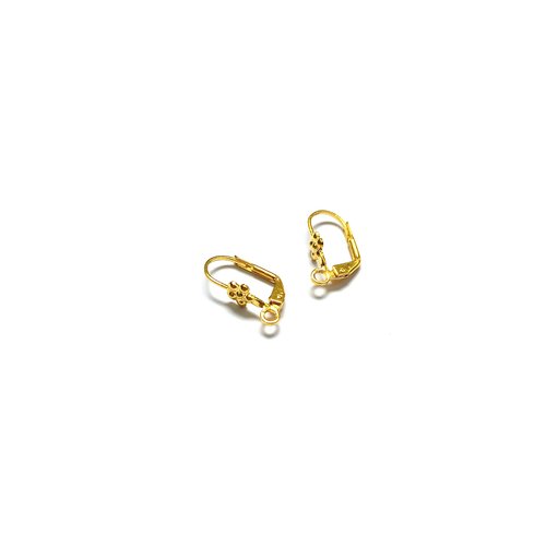 Boucles d'oreilles dormeuses dorées, motif fleur 20x10mm sbodo-22
