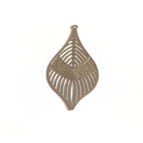 Estampe filigrane goutte argentée en métal 43x22mm x1 ou x10 ea2-10