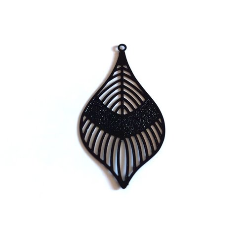 Estampe filigrane goutte noire en métal 43x22mm x1 ou x10 geno-79