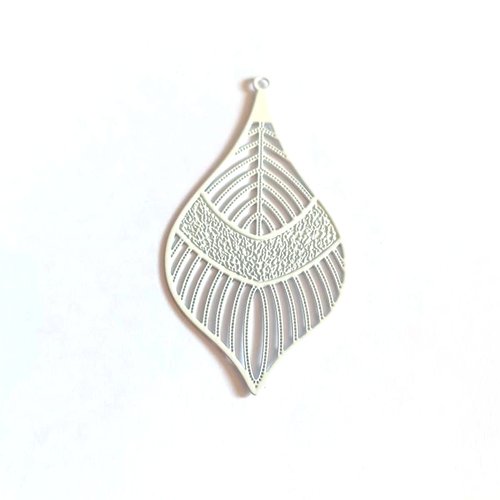 Estampe filigrane goutte blanche en métal 43x22mm x1 ou x10 geblc-93