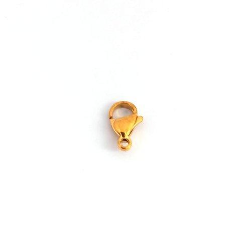 Fermoir mousqueton doré acier inoxydable 11x7mm apf-13