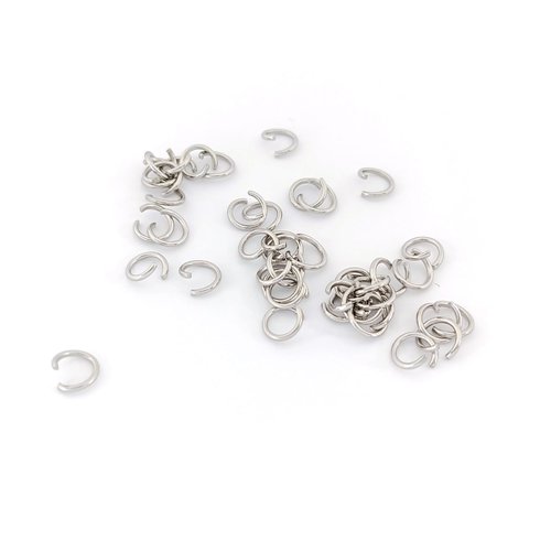 Anneaux de jonction ouverts argentés acier inox 5x0,7 mm x50 ou 500 app-136