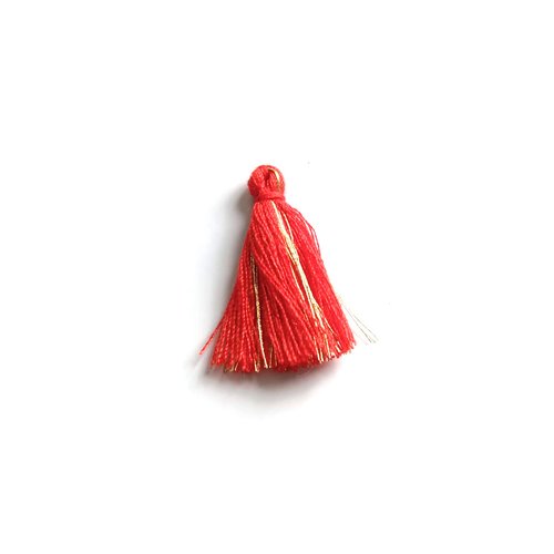 Pompon rouge et doré 30mm pomc30-49