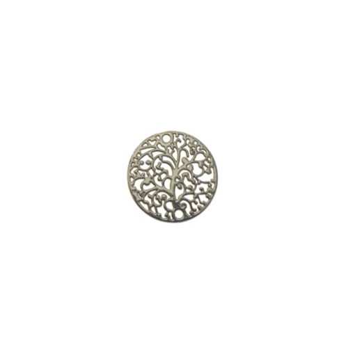 Estampe intercalaire ronde arbre de vie noire 20mm no21-7