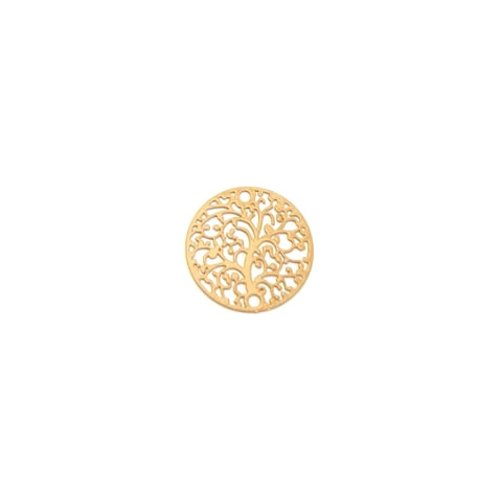 Estampe intercalaire ronde arbre de vie jaune moutarde 20mm ja22-8