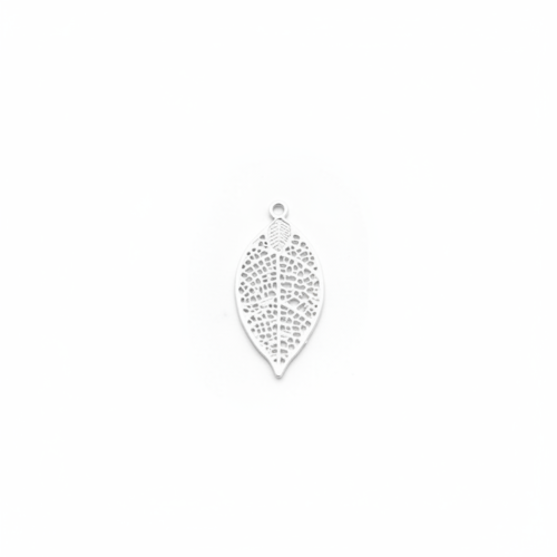 Breloque filigrane feuille blanche 19x10 mm – pendentif feuille pour création bijoux diy x1 ou x10 blc7-1