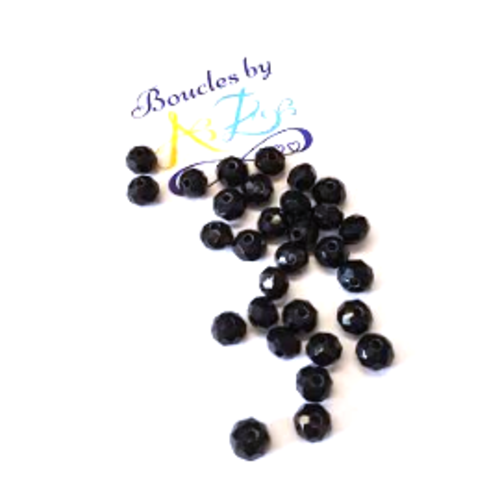 *perles à facettes noires 6x4mm x60 pno1-12.*