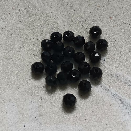 Perles rondelles à facettes noires en verre 6x4mm x30 ou fil 39cm pno1-12