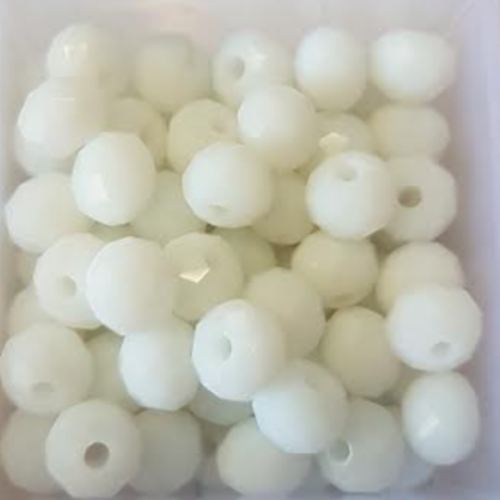 *perles à facettes blanches 6x4mm x30 pblc3-11*
