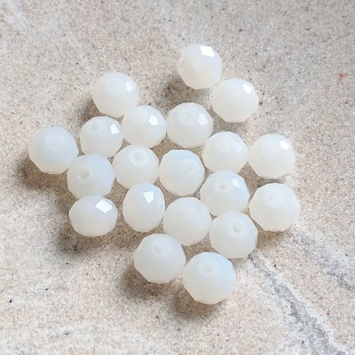 Perles à facettes blanches 6x4mm x30 pblc5-3