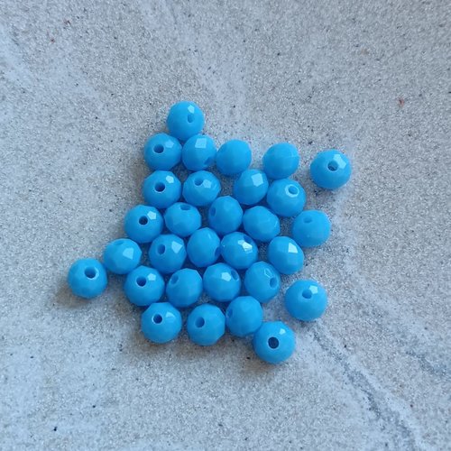 Perles rondelles à facettes bleues 6x4mm x30 pble8-18