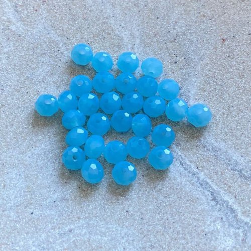 Perles rondelles à facettes bleu turquoise 6x4mm x30 ptu3-23