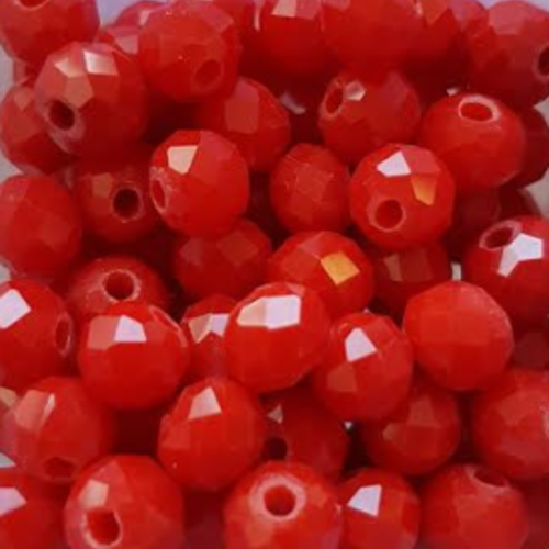 *perles à facettes rouges 6x4mm x30 prou2-21*