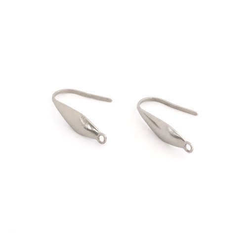 Crochets d'oreilles design en acier inoxydable argenté 19x4 mm sbocr-9