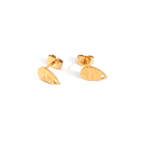 Clous d'oreilles goutte texturée en acier inoxydable 10x6mm sbopu-5