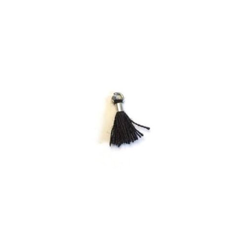 Mini pompon noir, attache argentée en laiton 10mm x1 ou x10 mipom-9