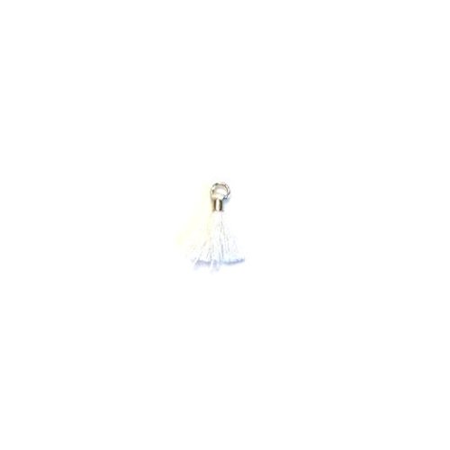 Mini pompon blanc, attache argentée en laiton 10mm x1 ou x10 mipom-11