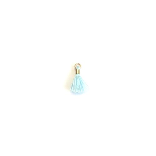 Mini pompon bleu ciel, attache argentée en laiton 10mm x1 ou x10 mipom-80