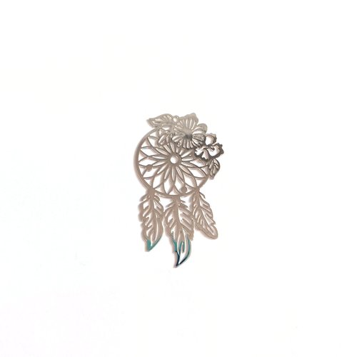 Estampe filigrane attrape-rêve argentée en métal 45x25mm x1 ou x10 ea1-17