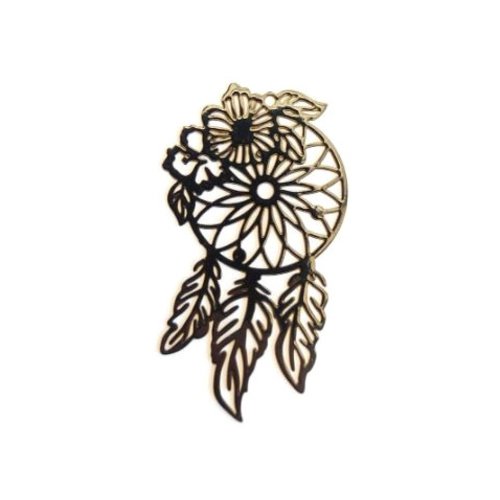 Estampe filigrane attrape-rêve, noire en métal 45x25mm x1 ou x10 geno-69