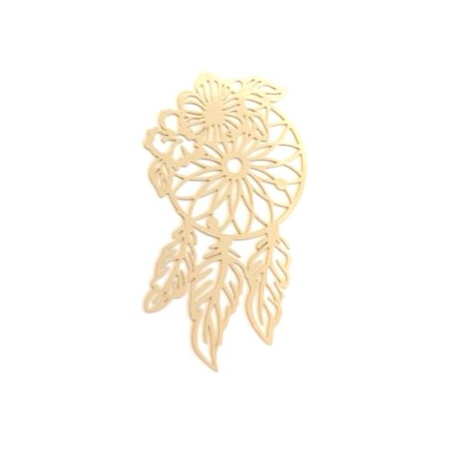 Estampe filigrane attrape-rêves en métal beige 45x25mm x1 ou x10 geblc-80