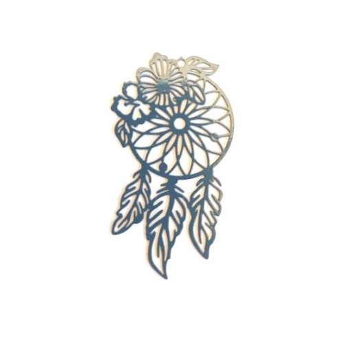 Estampe filigrane attrape-rêve bleu marine en métal 45x25mm x1 ou x10 geble-29