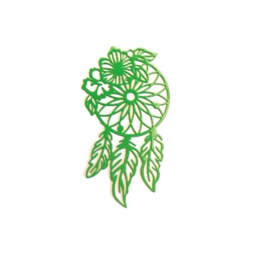 Estampe filigrane attrape-rêve vert en métal 45x25mm x1 ou x10 geve-88