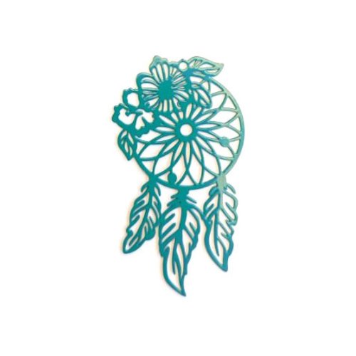 Estampe filigrane attrape-rêve vert en métal 45x25mm x1 ou x10 geve-89