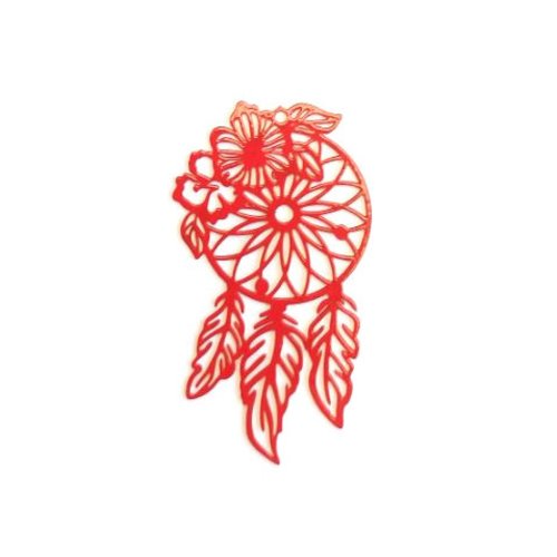 Estampe attrape-rêve rouge en métal 45x25mm x1 ou x10 gerou-57