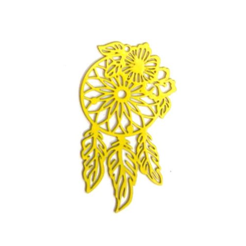 Estampe filigrane attrape-rêve jaune en métal 45x25mm x1 ou x10 geja-15