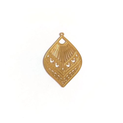 Estampe filigrane goutte dorée 39x26mm gedo-36