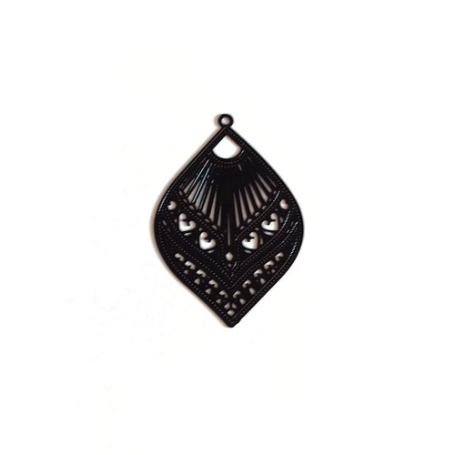 Estampe filigrane goutte noire 39x26mm geno-16