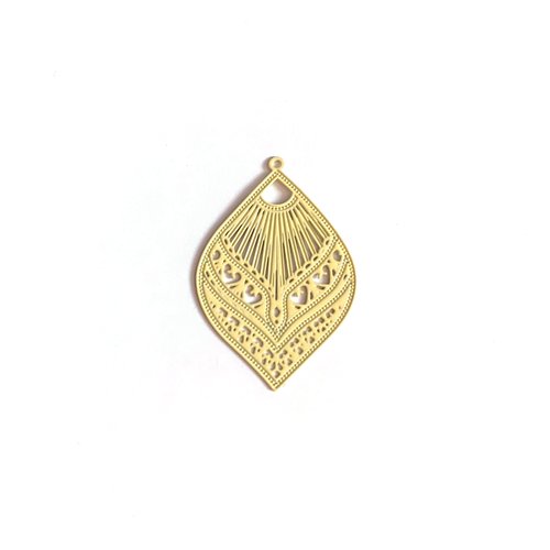 Estampe filigrane goutte jaune 39x26mm geblc-89