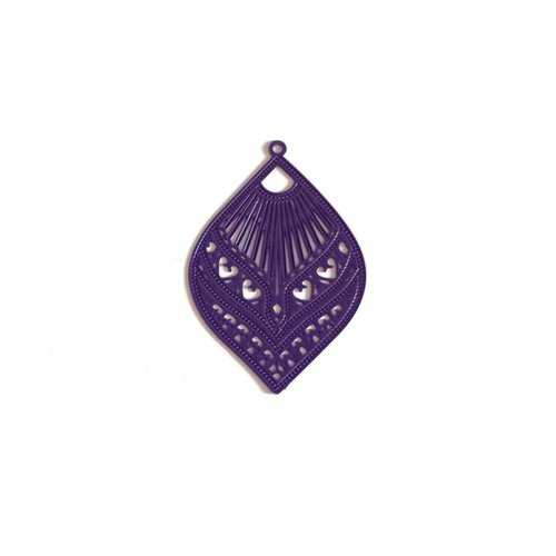 Estampe filigrane goutte violette 39x26mm gevi-5